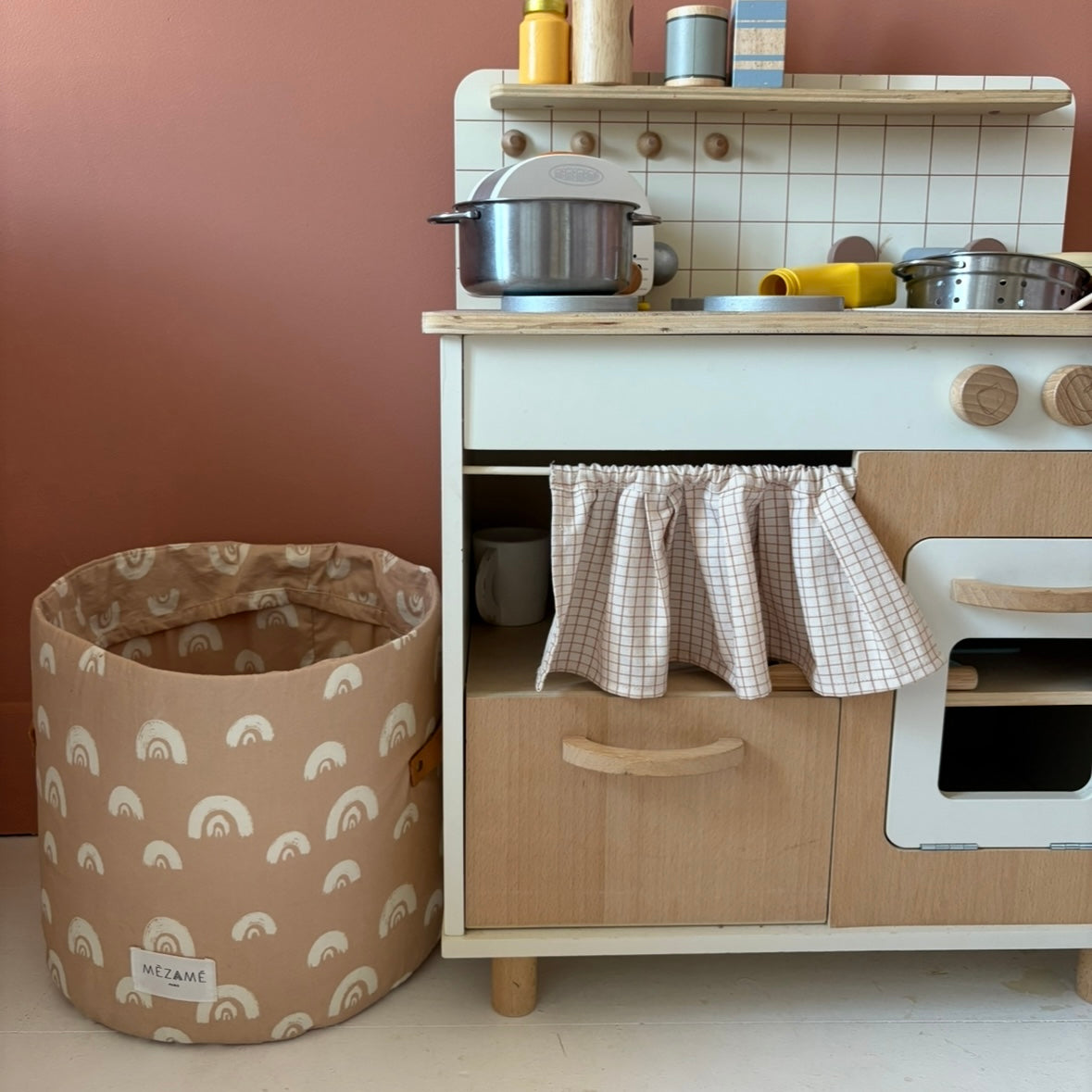 pink rainbow children's toy storage basket 