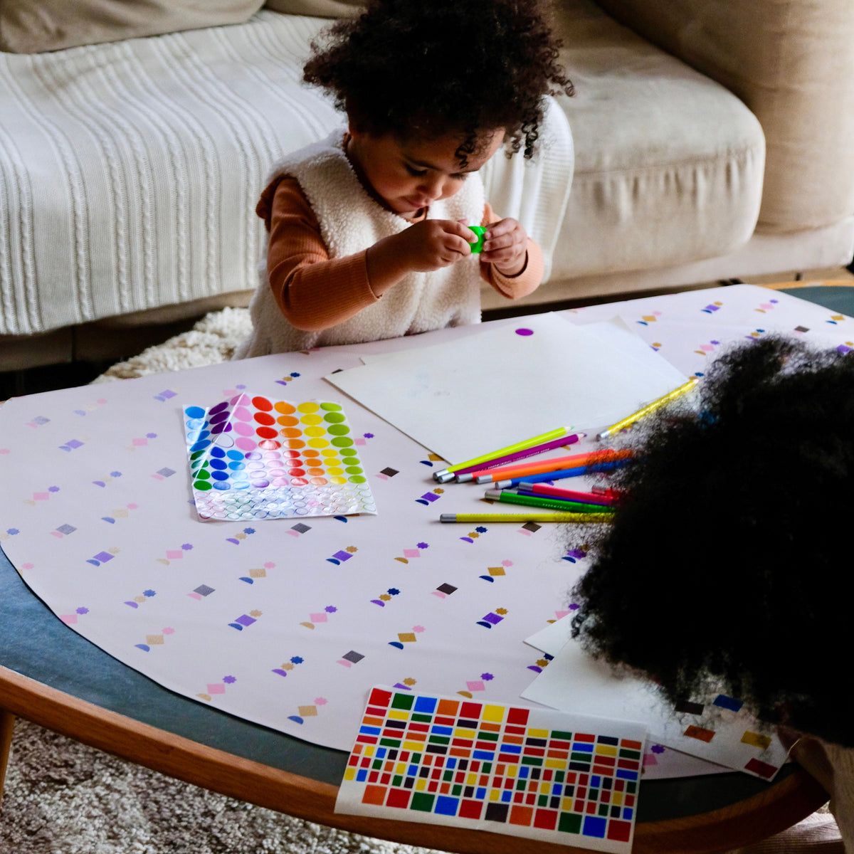 Gommettes / Matcha Round Waterproof Activity Tablecloth