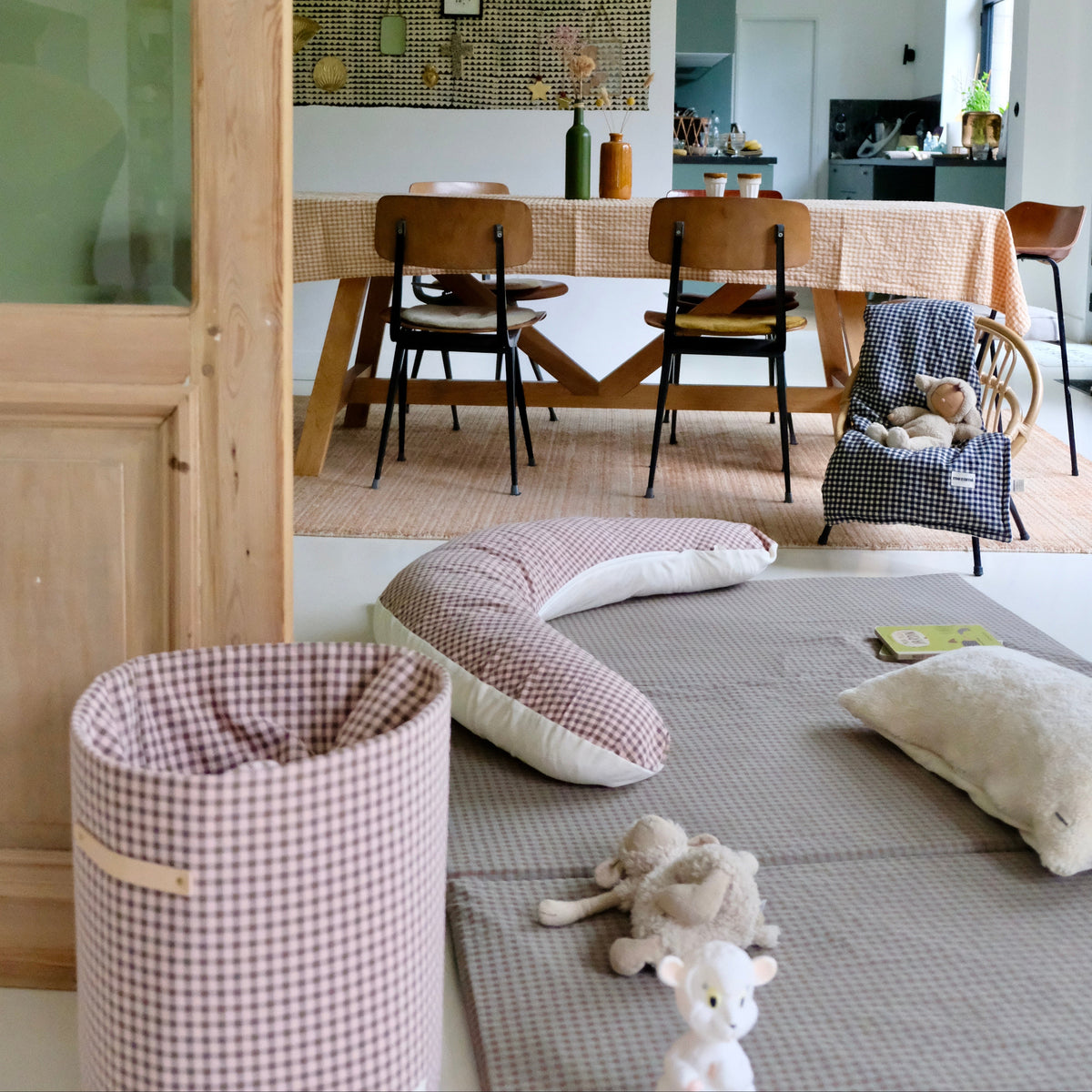 Tapis de vie King Size Vichy Châtaigne