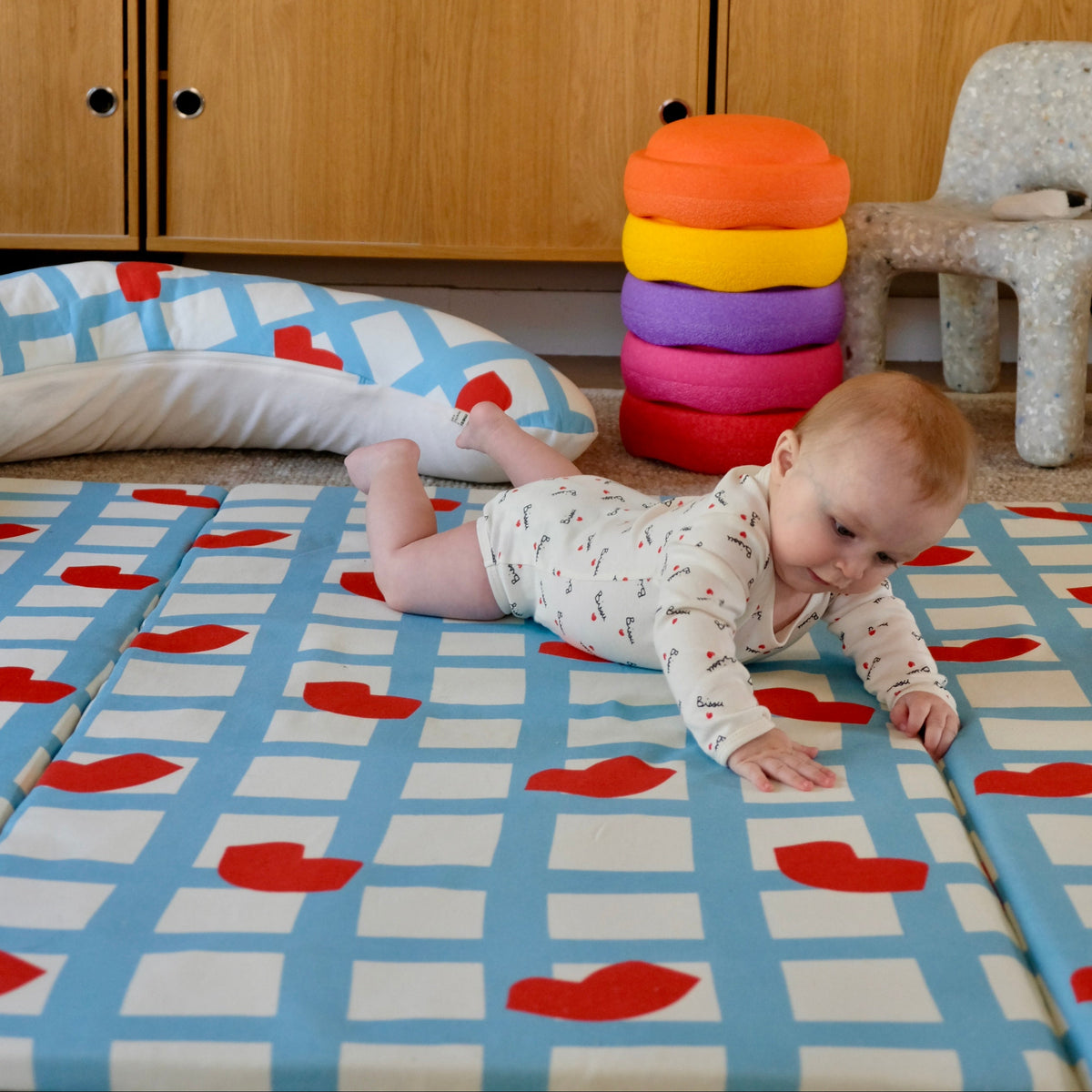 speelmat rustmoment maxi-formaat king size xxl collab mathilde cabanas motief hart mondje