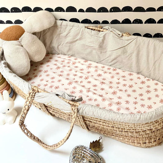 fitted sheets for changing mat and moses basket jersey baby children floral pink