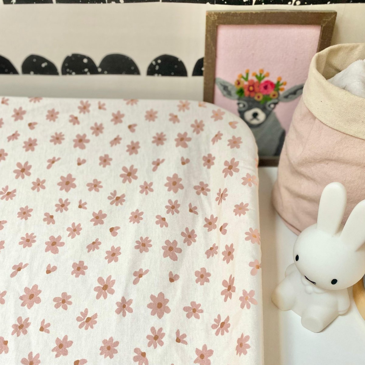 fitted sheet for changing mat jersey baby child floral pink