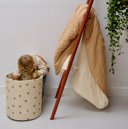 super-soft maxi blanket for parents in caramel vichy 