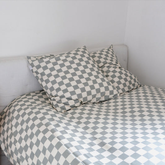 soft jersey adult bedding set green checkerboard