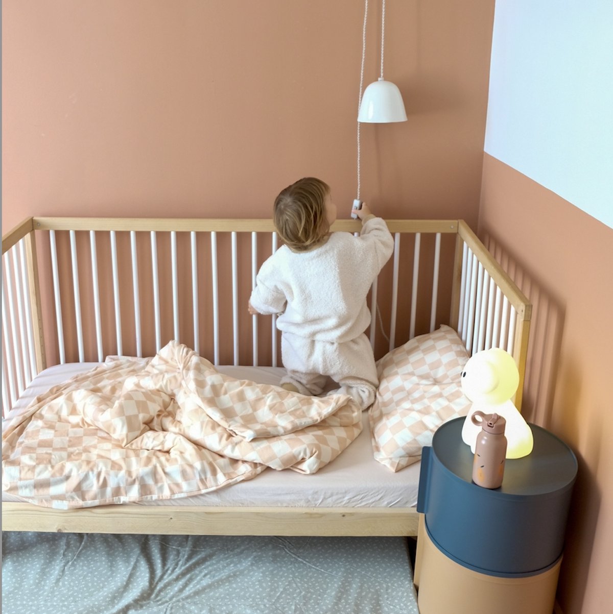 beddengoedset kind baby heerlijk zachte jersey roze ruitprint