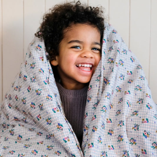 parure linge de lit enfant bébé jersey tout doux imprimé fleurs et carreaux