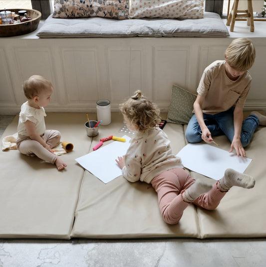 verlengstuk voor waterdichte speelmat voor baby en kind, groot XXL-formaat, effen beige sesam