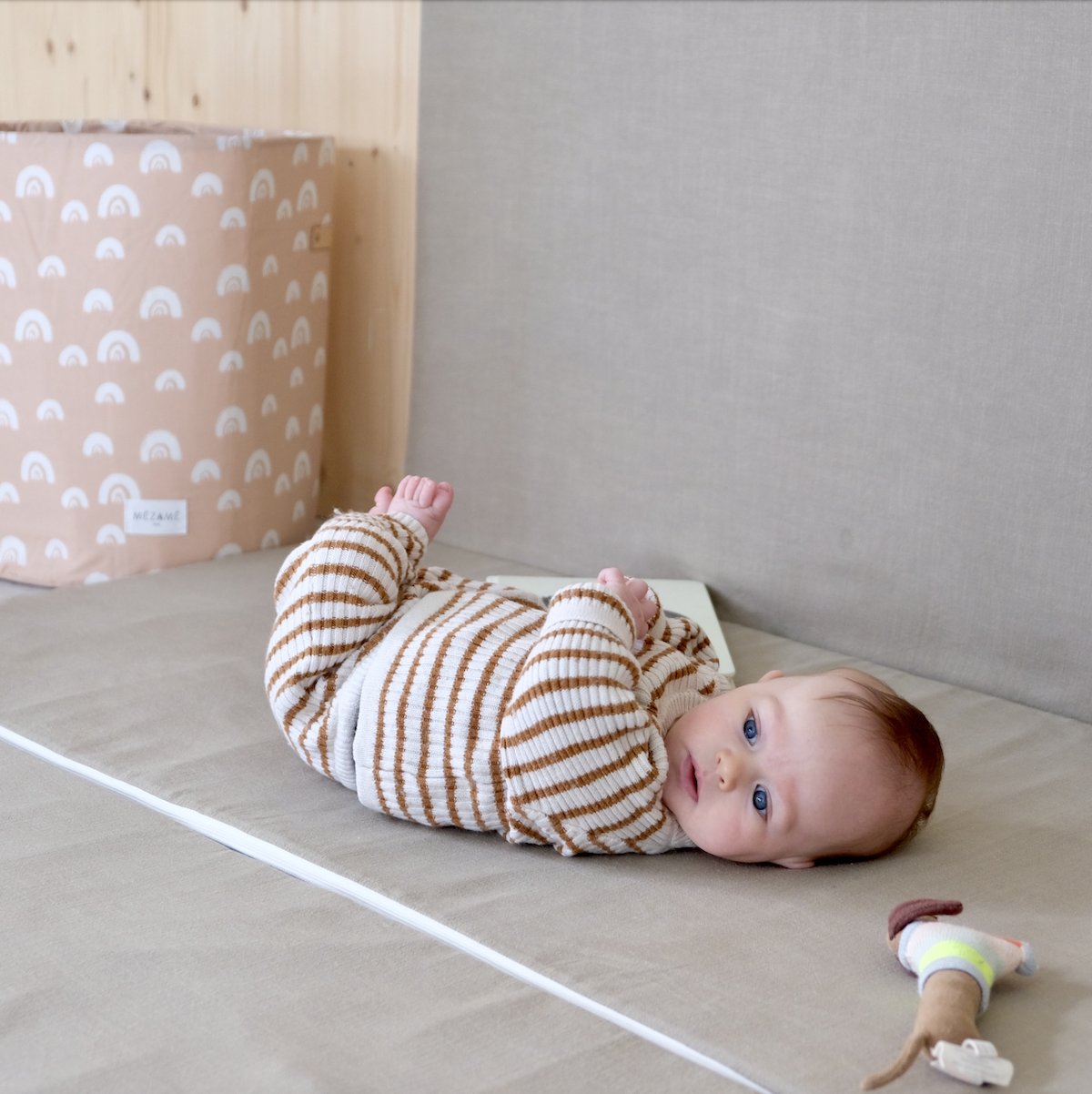 extension for baby and child sensory play, movement and games mat, large XXL format, plain khaki 