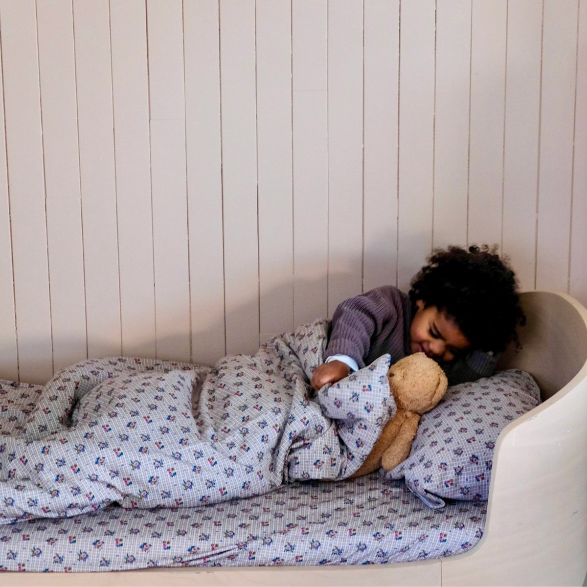 drap housse linge de lit  jersey tout doux imprimé fleurs et carreaux