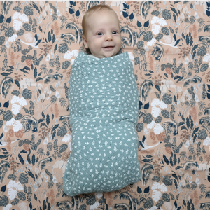 large muslin with green leaves print