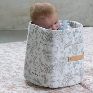 small toy storage basket baby toddler tartine&chocolat collaboration grey