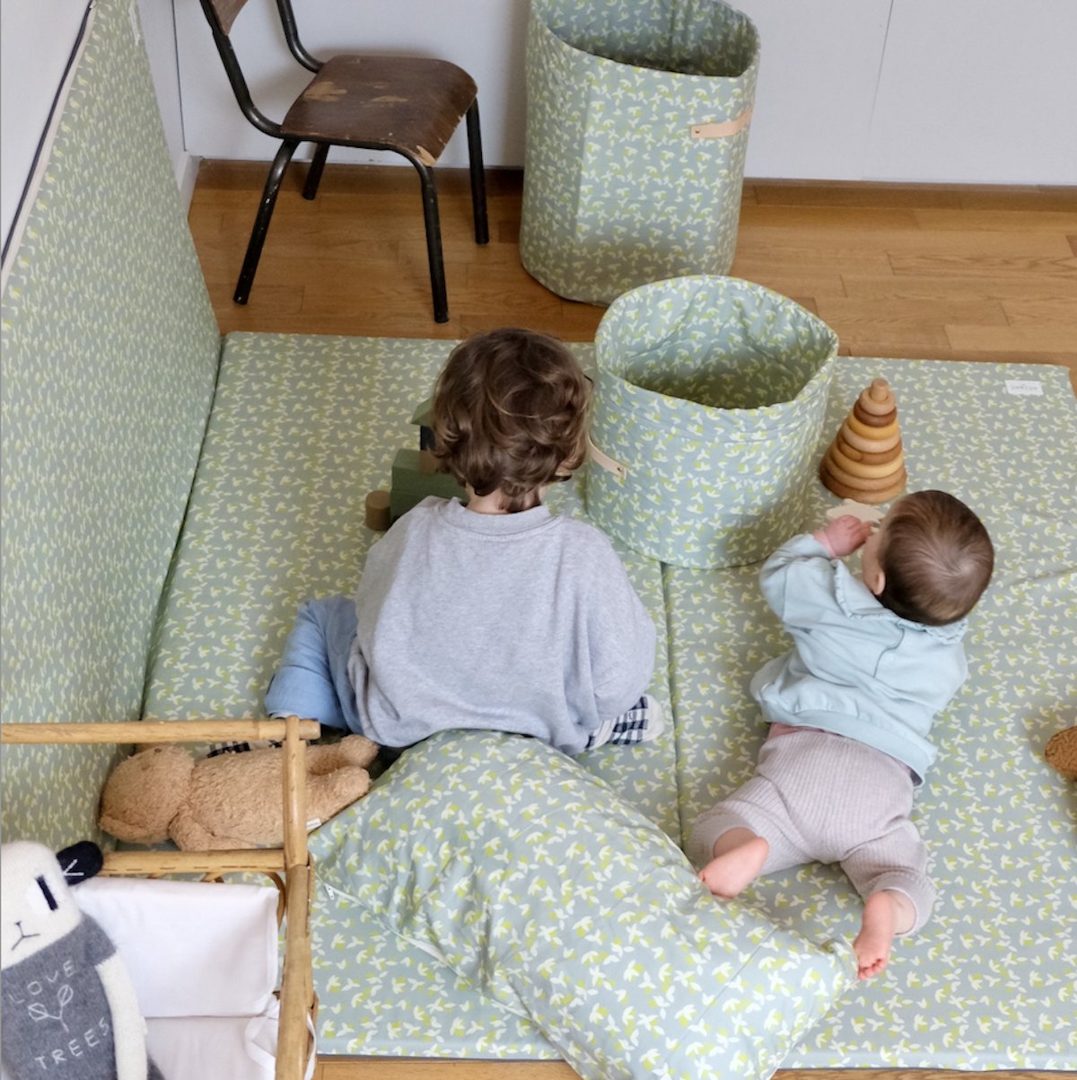 small lemon print storage basket