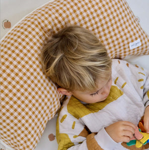 coussin tout doux bebe enfant parents vichy colori caramel 