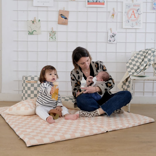 baby and toddler activity and play mat printed pink checkerboard