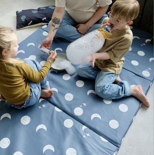 baby and toddler activity and motor skills play mat large XXL waterproof printed moon blue to the moon
