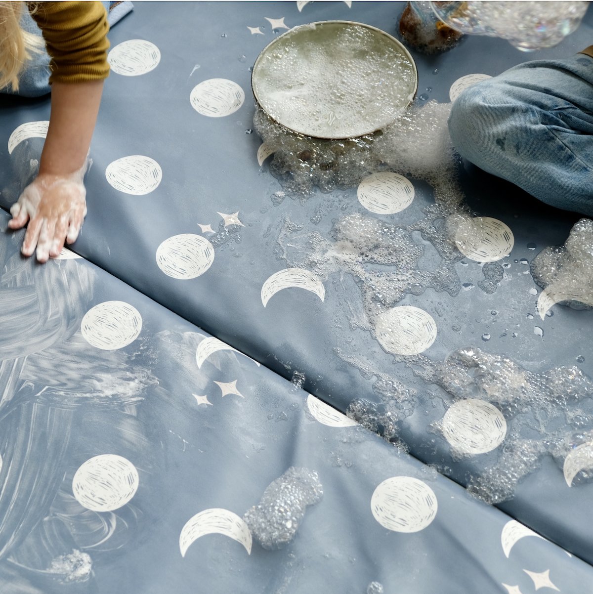 Krabbeldecke DIY Motorik und Spiele Baby Kind wasserdicht Print Mond to the moon 