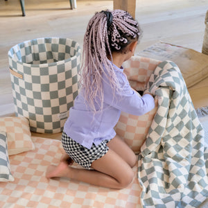 large soft green checkerboard blanket 