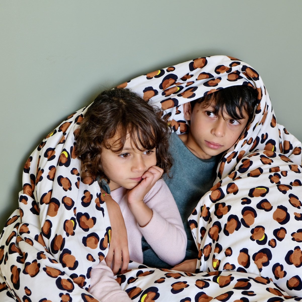 parure linge de lit jersey enfant  motif léopard