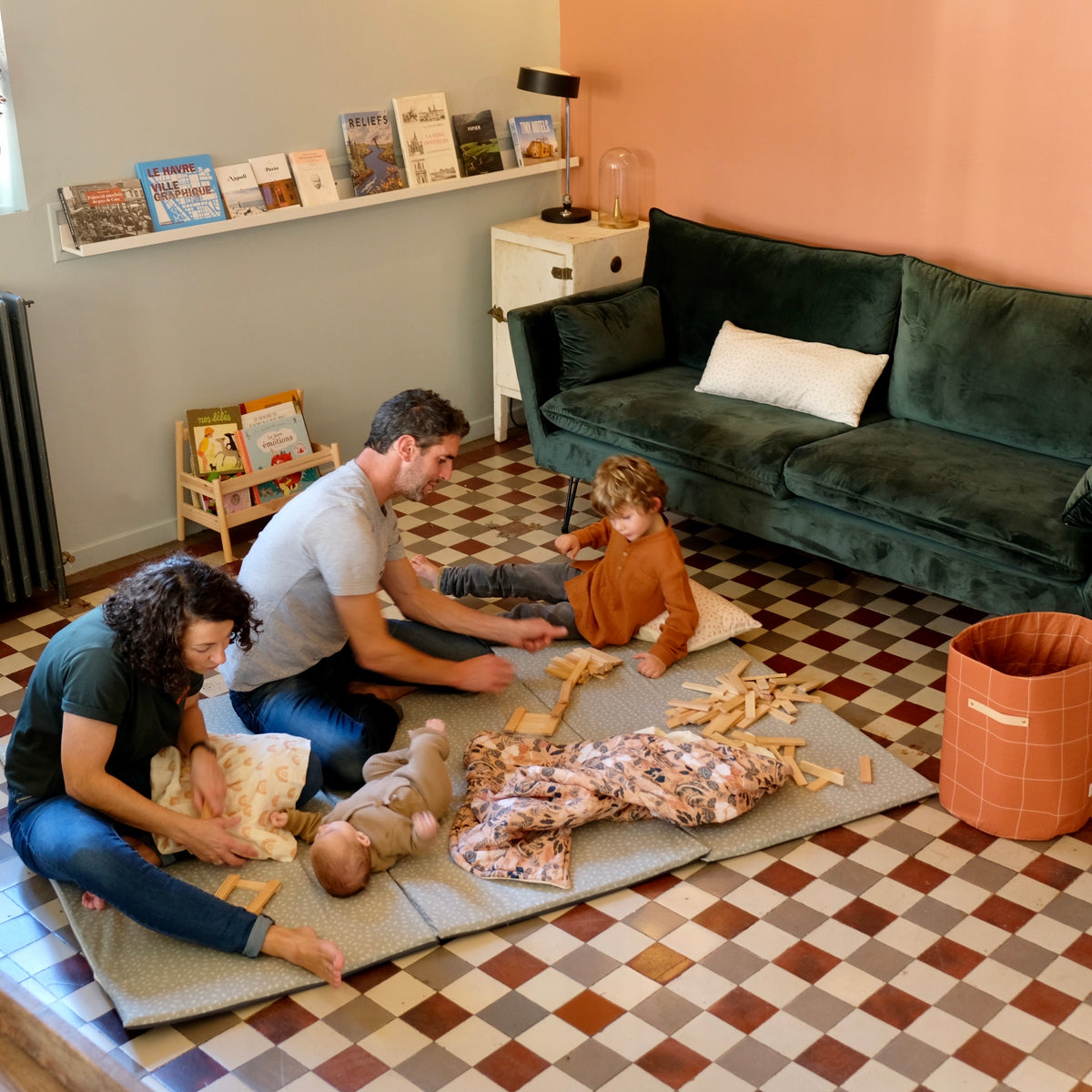 Erweiterung Krabbelmatte Spielmatte Motorikmatte Großformat King Size XXL Farbe Salbeigrün 